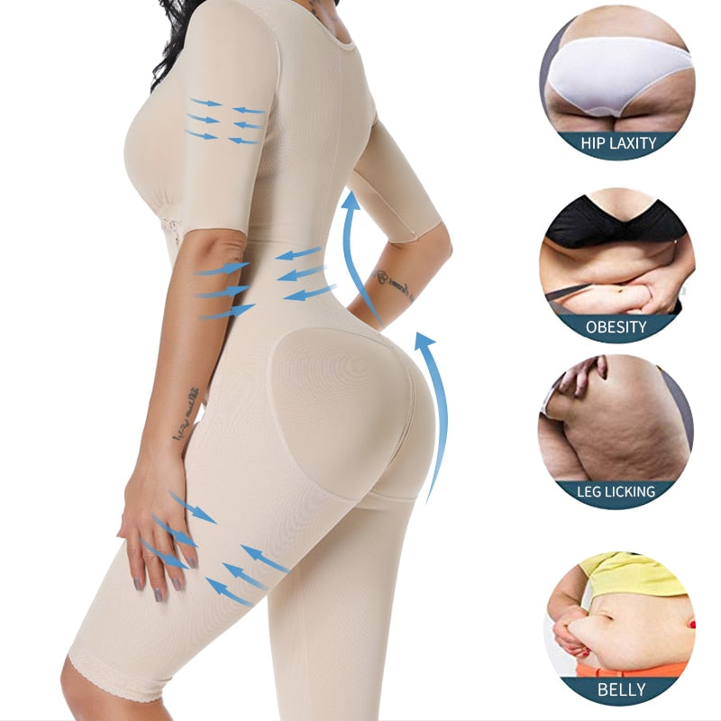 Women Powernet Full Body Shaper Post-Surgery BodySuit Waist Trainer Tummy Control Arm shaper