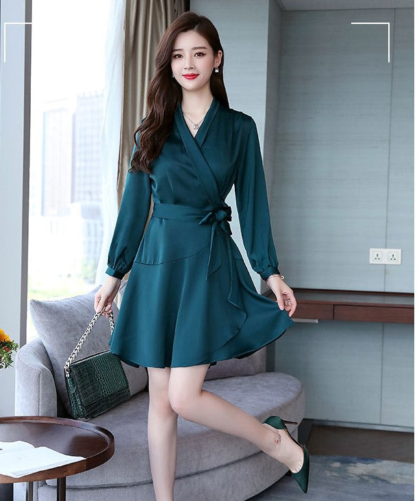 Womens Summer Dress V Neck Sleeve Tie Waist Business Casual Work Mini Shirt Dresses