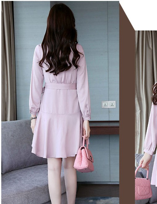 Womens Summer Dress V Neck Sleeve Tie Waist Business Casual Work Mini Shirt Dresses