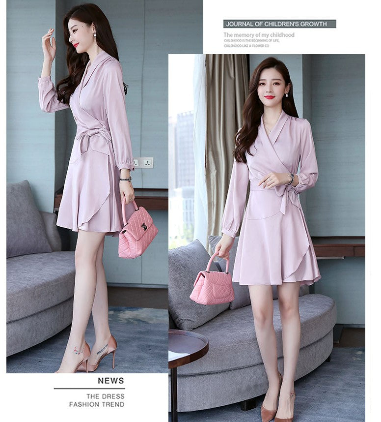 Womens Summer Dress V Neck Sleeve Tie Waist Business Casual Work Mini Shirt Dresses