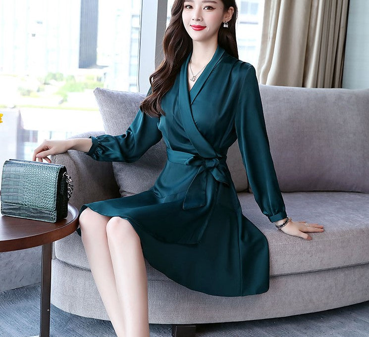 Womens Summer Dress V Neck Sleeve Tie Waist Business Casual Work Mini Shirt Dresses