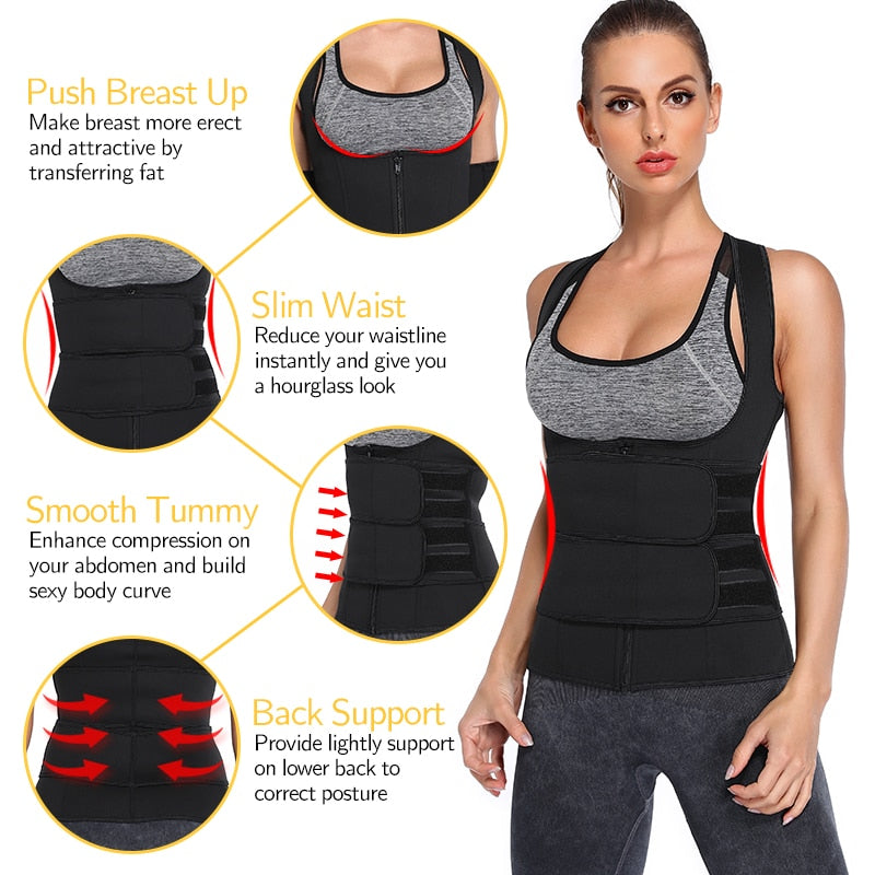 Women Waist Trainer Vest Corset Sauna Sweat Suit Compression Shirt Slimming Body Shaper Workout