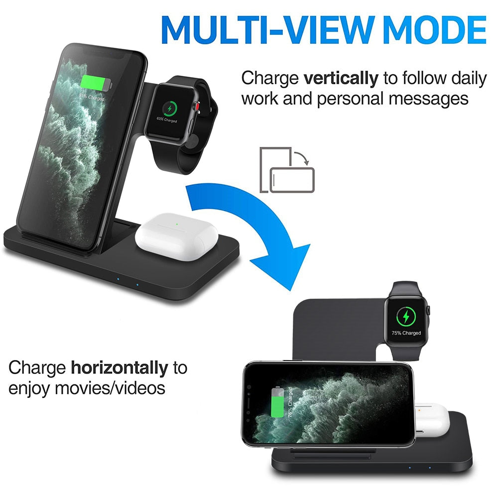 Fast Wireless Charger Dock Station For iPhone, Apple Watch, Air Pods 3 Pro Charging Stand