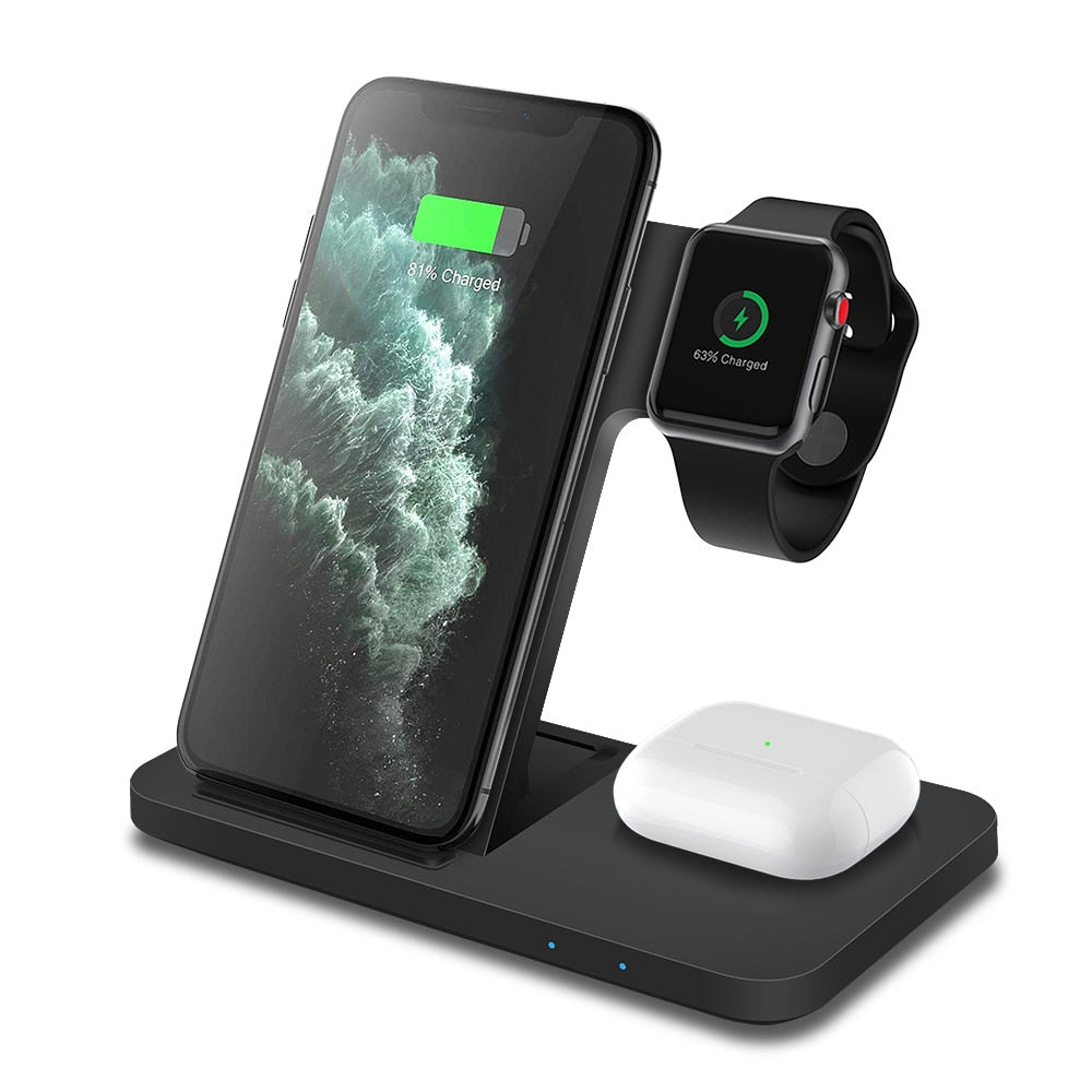 Fast Wireless Charger Dock Station For iPhone, Apple Watch, Air Pods 3 Pro Charging Stand