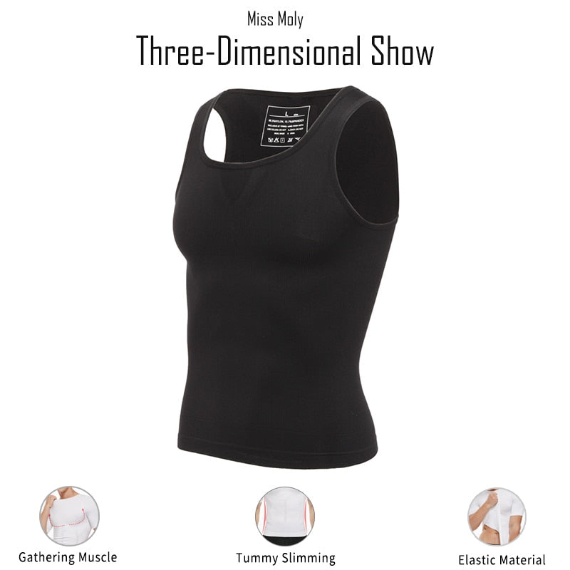 Men's Body Shaper Chest Compression Shirts Tummy Control Waist Trainer Corset