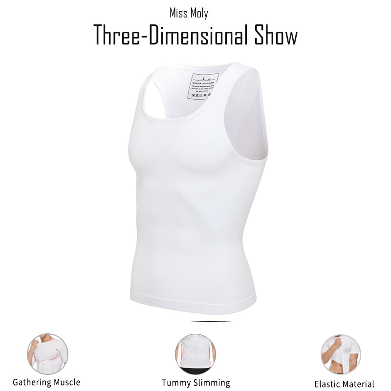 Men's Body Shaper Chest Compression Shirts Tummy Control Waist Trainer Corset