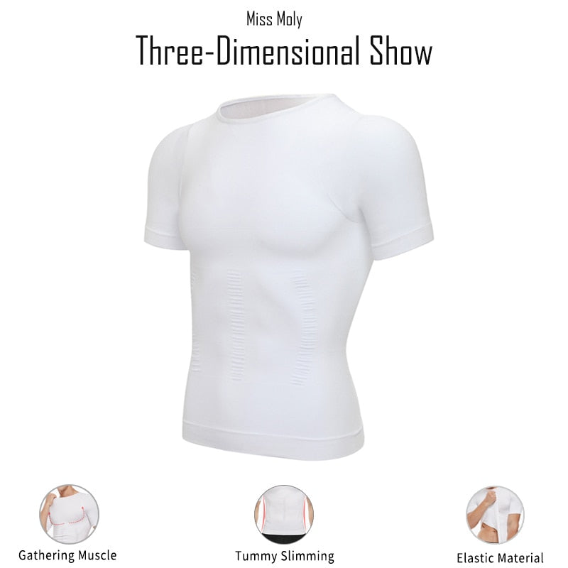 Men's Body Shaper Chest Compression Shirts Tummy Control Waist Trainer Corset