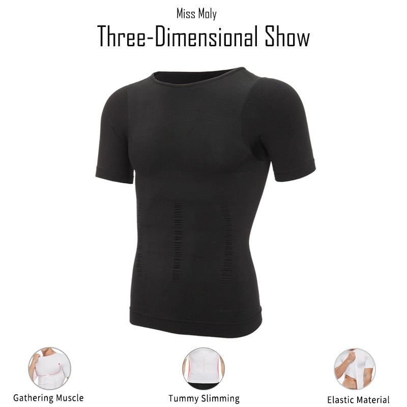 Men's Body Shaper Chest Compression Shirts Tummy Control Waist Trainer Corset