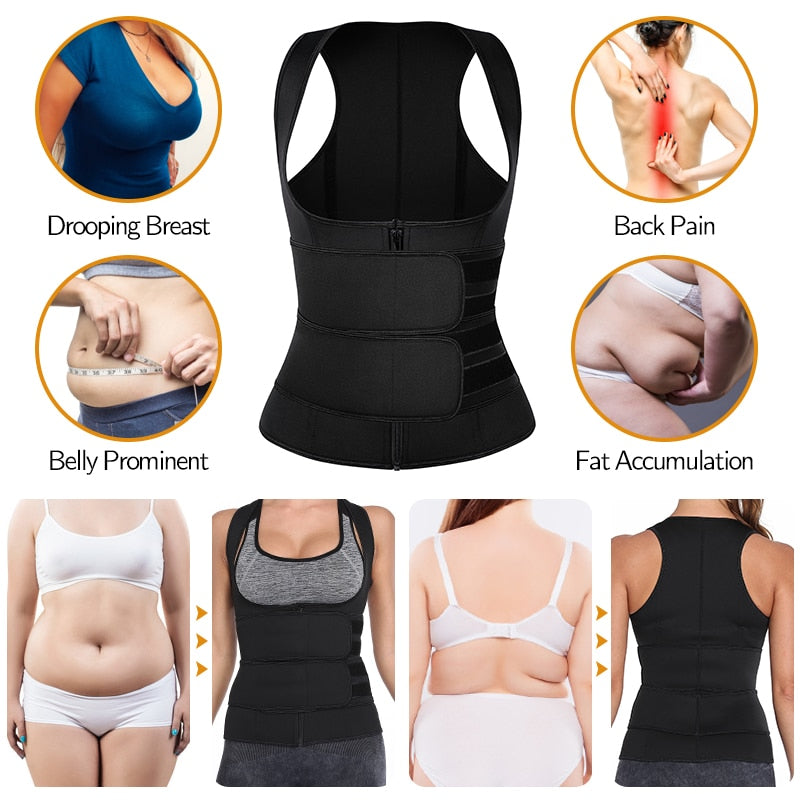 Women Waist Trainer Vest Corset Sauna Sweat Suit Compression Shirt Slimming Body Shaper Workout