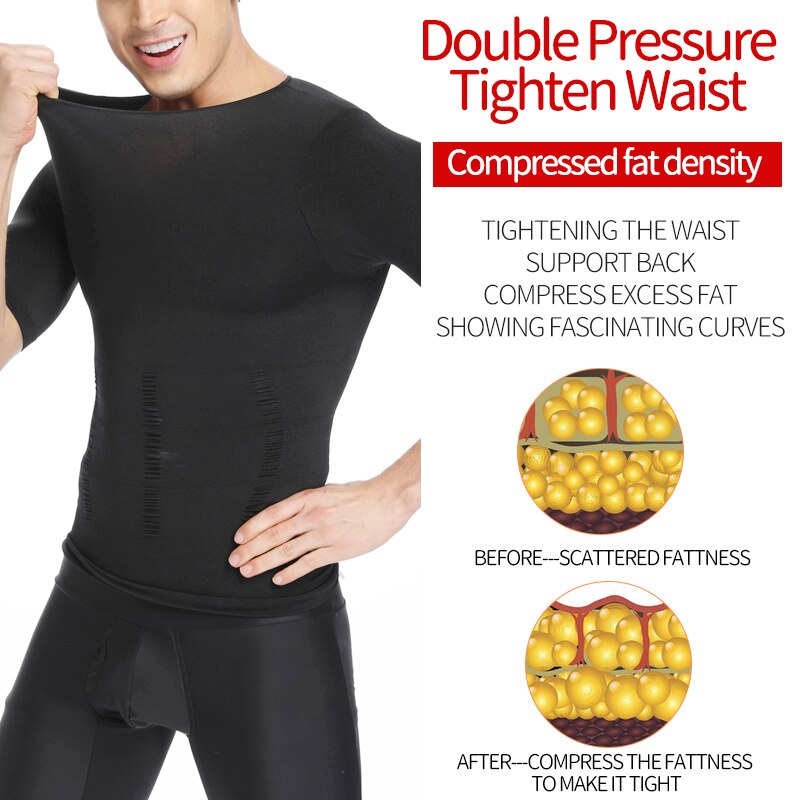 Men's Body Shaper Chest Compression Shirts Tummy Control Waist Trainer Corset