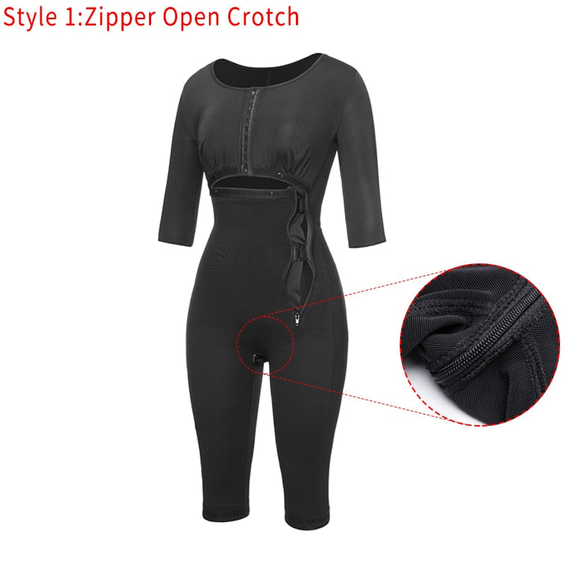 Women Powernet Full Body Shaper Post-Surgery BodySuit Waist Trainer Tummy Control Arm shaper