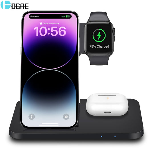Fast Wireless Charger Dock Station For iPhone, Apple Watch, Air Pods 3 Pro Charging Stand