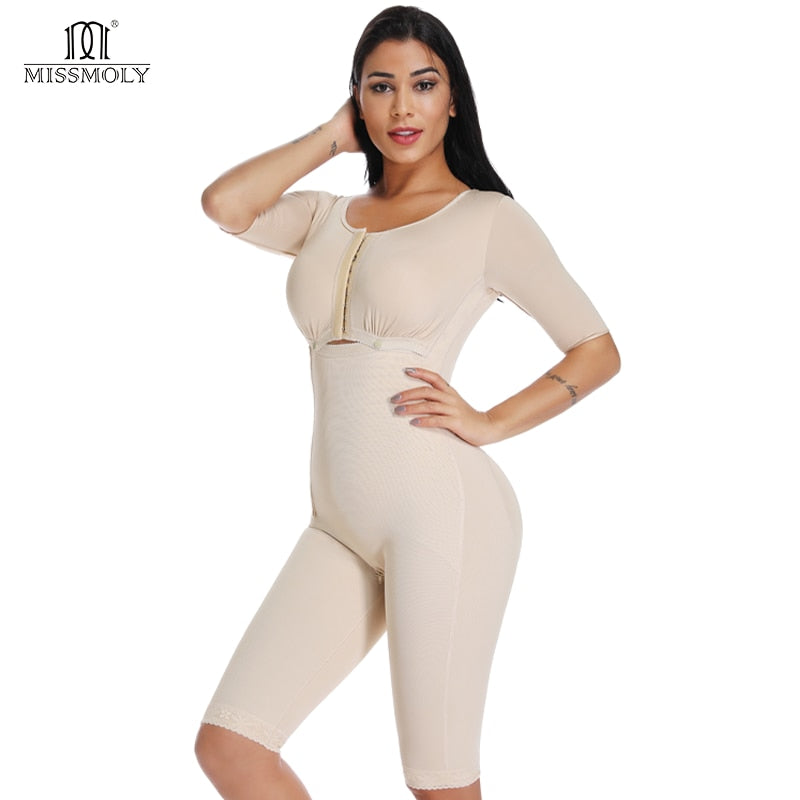 Women Powernet Full Body Shaper Post-Surgery BodySuit Waist Trainer Tummy Control Arm shaper