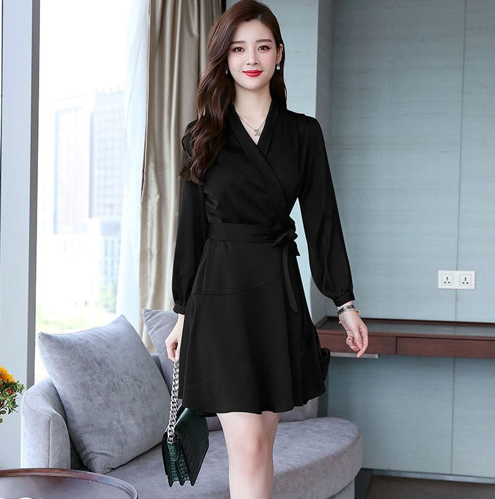 Womens Summer Dress V Neck Sleeve Tie Waist Business Casual Work Mini Shirt Dresses