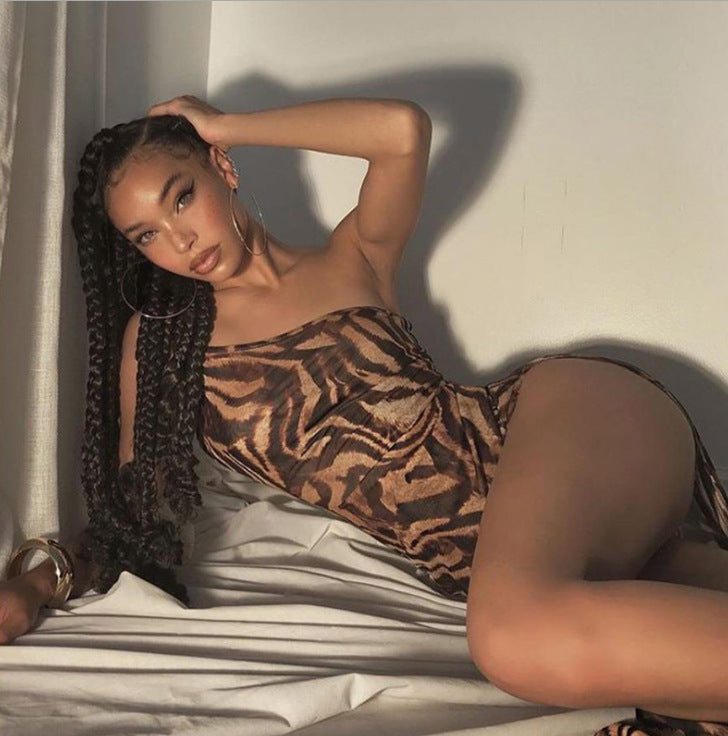 Women's Sexy One Shoulder Hollow Out Sleeveless Bodycon dress